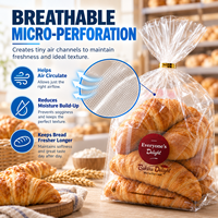 Sacs à pain micro-perforés en BOPP avec impression gravure personnalisée, directement de l'usine, pour l'emballage de boulangerie et la vente au détail