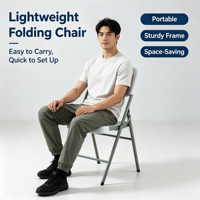 Chaise pliante en plastique populaire pour événements, avec structure robuste en acier, portable et dotée d'un trou de transport, idéale pour mariages, fêtes et banquets