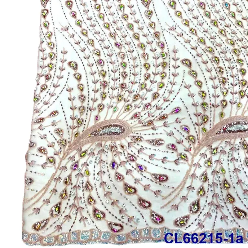 Lisami New arrival style beans pearls sequins wedding bridal embroidery design lace fabric for African Europe Brazil fabric mar