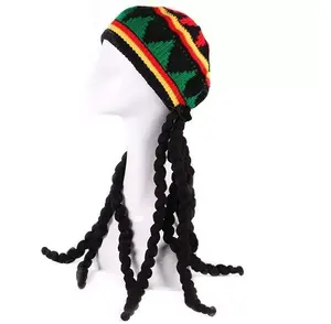 Mũ bện dệt kim rastafarian với dreadlocks