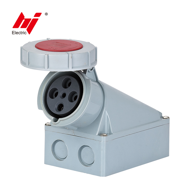 63 Amp Industrial Plug Socket 400V 3P+E 6H Waterproof IP67 Wall Panel Mounted Coupler Connector