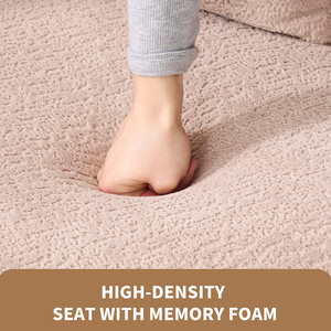 Warm Beige Convertible Corner Curved Loveseat Set Compressed No Assembly Chenille <b>Small</b> <b>Sofa</b> with Memory Foam - Product Image 2