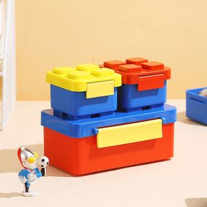 Leak Proof Lunch Box Kids Stackable Lunch Box Salad Box Oxford Block Brick Design for Kids Picnic Travel - Product Image 3