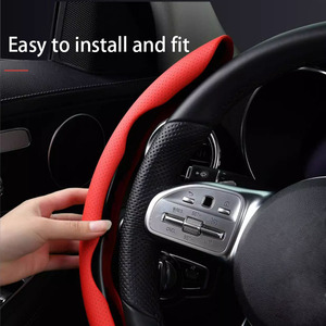 Venta caliente Universal antideslizante absorbente de sudor diseño de boca plana Nappa cuero coche manija rueda cubierta coche <span class=keywords><strong>volante</strong></span> cubierta - Product Image 2