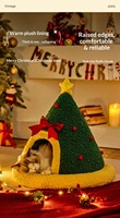 Lit pour chat personnalisé en tissu Oxford, petit, chaud, en forme de chaussette d'hiver, semi-fermé, pour sommeil profond, édition limitée Noël - Article en gros
