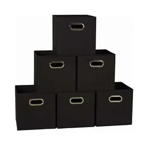 Conjunto de 6 recipientes de armazenamento dobráveis, de tecido com alças para armazenamento doméstico e organização caixas de armazenamento