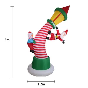 2.4m सस्ते क्रिसमस स्नोमैन सांता Inflatable के लिए सजावट के लिए Inflatable प्रकाशस्तंभ तोरण क्रिसमस