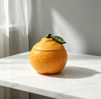 Schattige oranjevormige keramische voorraadpot met deksel, handgeschilderd fruitdesign, suikerpot, snoepcontainer voor aanrechtblad in de keuken