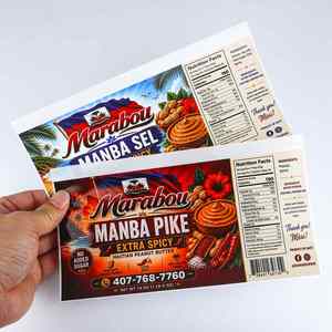 Mantequilla de Maní Haitiana Extra Picante Marabou Manba Pike, Etiqueta de 16 Onzas, Papel Rectangular Reutilizable Ecológico, Código de Barras, Información Nutricional - Product Image 2