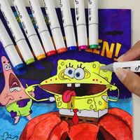 Stylo marqueur à double pointe à base d'alcool de 12/24/36/48/60 couleurs différentes pour la peinture, la coloration, l'esquisse et le dessin
