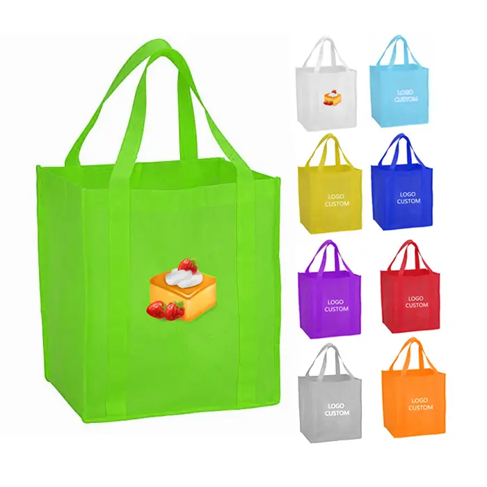 カスタムロゴプリントスーパーエコ再利用可能ショッピングトートバッグ不織布バッグメーカー