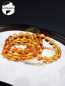 Pulsera de Citrino de Brasil, Citrofortunella Microcarpa Wijnands, Pulsera de Citrino Amarillo Intenso, Joyería Artesanal para <span class=keywords><strong>Hombre</strong></span> y Mujer - Product Image 3