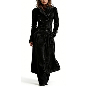 Abrigo Trench Cruzado de Ante Sintético para Mujer - Abrigo Maxi con Cinturón y Ribetes en Contraste, Ropa de Mujer, Moda - Product Image 2