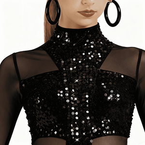 Vennystyle Lấp Lánh & Màu Đen Spandex/Nylon Trẻ Em Của Jazz Tap Dancewear Bộ Cho Phụ Nữ Của Hiệu Suất Trang Phục - Product Image 4