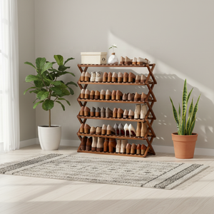 Zapatero de Bambú Portátil de 4 Niveles, Plegable, para Sala de Estar o Entrada, en Oferta - Product Image 4