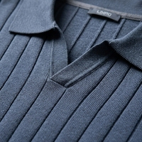 Polo en tricot à col Johnny pour homme avec logo personnalisé, tricot fin côtelé vertical, coton de qualité supérieure, style luxe discret