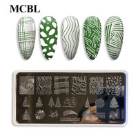 Plaque de stamping pour ongles en acier inoxydable, motifs géométriques, lignes, grille ondulée, texture abstraite cèdre, pour nail art et manucure