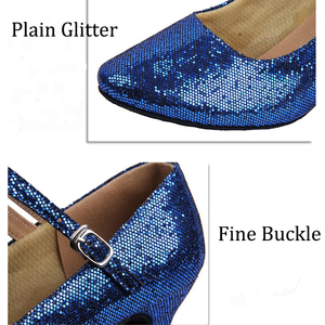 נעלי ריקוד לטיני לנשים עם רצועת Y, בד מבריק בצבע בהתאמה אישית, סוליה חיצונית מזמש נגד החלקה, סיטונאי - Product Image 2