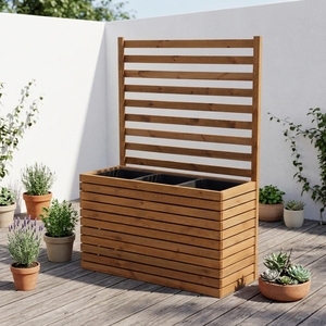 Bac à légumes surélevé en <span class=keywords><strong>bois</strong></span> de pin traité sous pression avec treillis et revêtement amovible de 18 L <span class=keywords><strong>pour</strong></span> plantes grimpantes sur balcon ou terrasse - Product Image 1