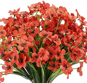 6 paquetes de flores artificiales violetas resistentes a los rayos UV, ramo floral falso impermeable, decoración para el hogar, jardín interior y exterior - Product Image 1