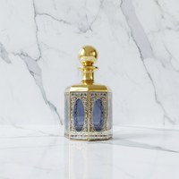 Flacon de parfum de luxe au design octogonal, 450 ml, en verre poli avec bouchon en verre, finition dorée, pour présentation