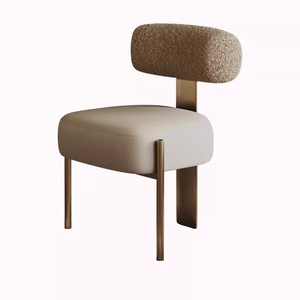 Modern High-End <strong>Dining</strong> <strong>Chair</strong> French <strong>Cream</strong> Style Lamb's Wool Fabric Simple Home Design Designer Light Luxury High Backrest <strong>Chair</strong> - Product Image 6