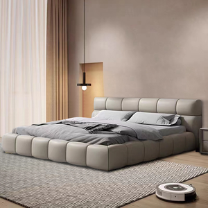 Cama Tapizada de Diseño Italiano Moderno, Tamaño Queen, con Almacenamiento, Tapicería de Cuero Genuino Acolchado, Estructura de Madera Resistente - Product Image 6