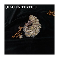 Tissu brodé en velours élastique lourd avec perles 3D, tube, brocart, robe, cheongsam, accessoires de costume de danse