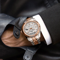 Montre à quartz pour homme en acier inoxydable, cadran en saphir synthétique, fermoir papillon, résistance à l'eau 50 m, boîtier 40 mm - Luxe professionnel