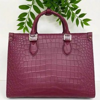Sac fourre-tout de bureau grande capacité en cuir de crocodile véritable pour femme, personnalisable avec étiquette privée, toutes saisons
