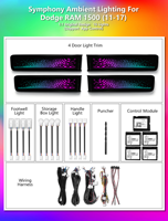 Kit de panneaux de garniture style OEM ICarsin pour Dodge RAM 1500 2500 3500 2011-2017, éclairage ambiant, accessoires de mise à niveau de l'éclairage LED intérieur de voiture