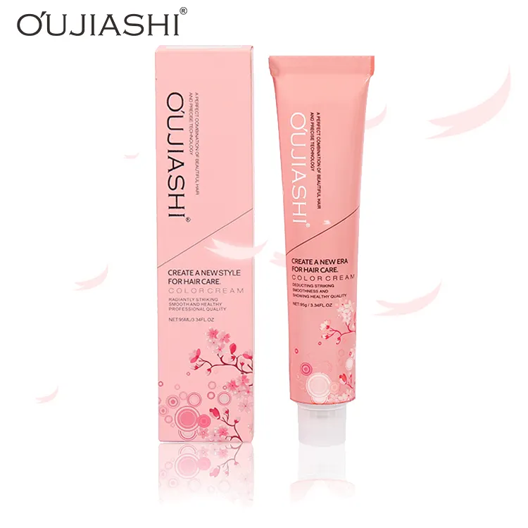 Oujiashi Lage Ammoniak Permanente Haarkleur Crème Dye Voor Salon Haar Kleur Crème Permanente Fabriek Direct