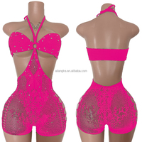 Vente en gros de lingerie sexy pour femmes, vêtements exotiques, combinaison en strass, vêtements en maille