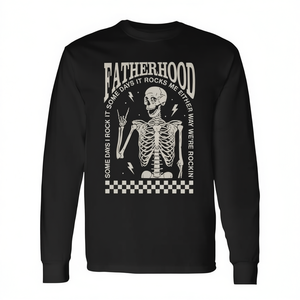 Camiseta de manga larga vintage con estampado de serigrafía de Fatherhood Rock Skeleton Dad Life, cuello redondo, para hombre adulto - Product Image 2