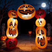 Arche gonflable d'Halloween de 8 pieds en forme de citrouille empilée, décoration extérieure de jardin pour Halloween