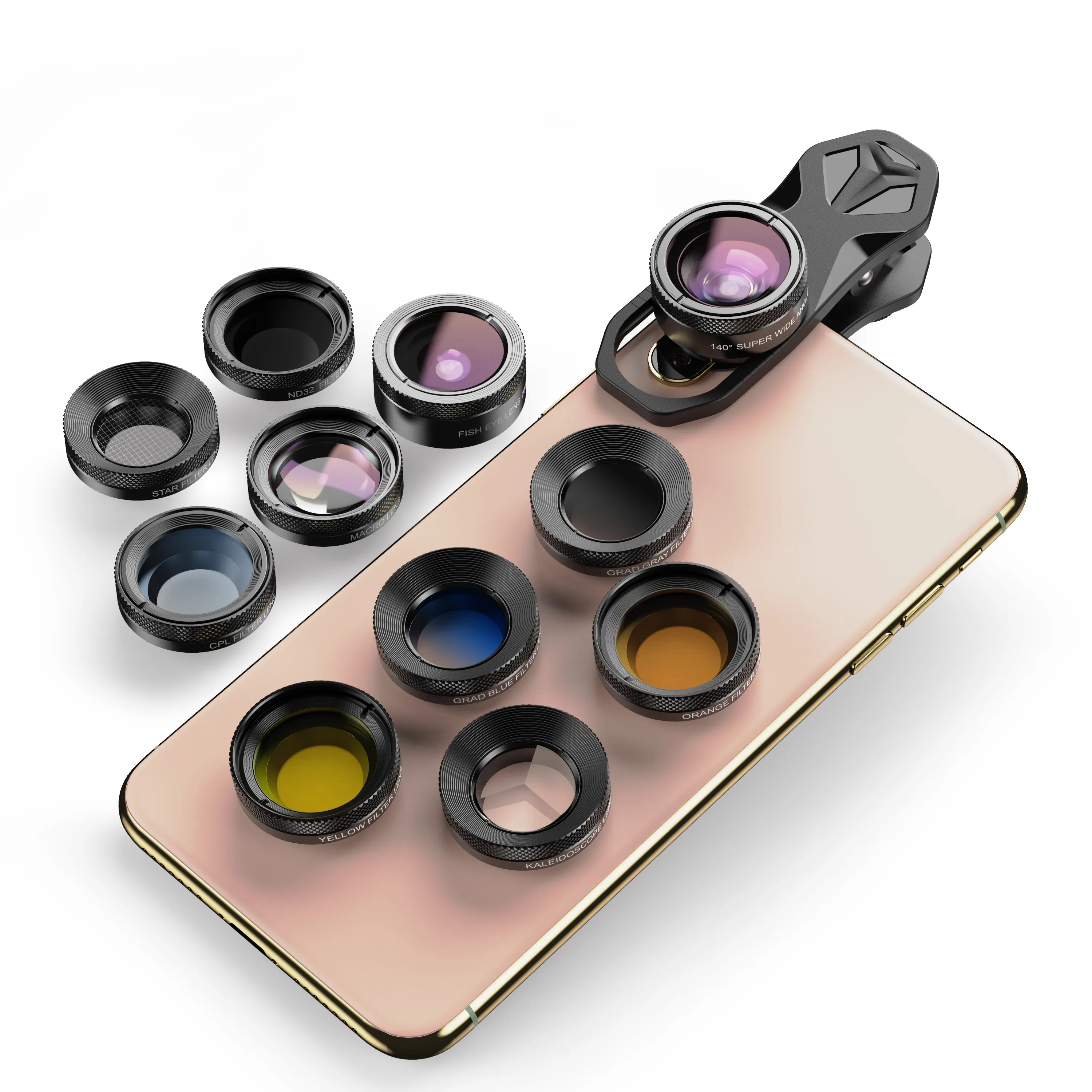 APEXEL Gadget Ponsel Cerdas Eksternal 11 Dalam 1, Kit Lensa Kamera Ponsel untuk iPhone