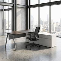 Scrivania Direzionale a L Premium con Mobile Laterale, Tavolo da Ufficio Moderno per Sala Riunioni/Manager