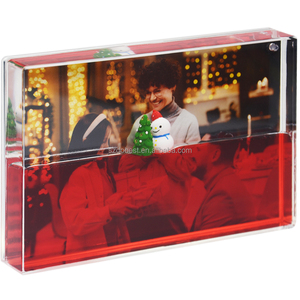 Cadre photo de Noël en acrylique rempli d'<span class=keywords><strong>huile</strong></span> liquide Aqua Blox avec des flocons de neige et des paillettes, décoration de Noël, cadeau - Product Image 6
