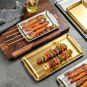 Modernas Bandejas Rectangulares de Acero Inoxidable Doradas para Servir Comida en Restaurantes de <span class=keywords><strong>Sushi</strong></span>, Barbacoa y Cocina - Product Image 3