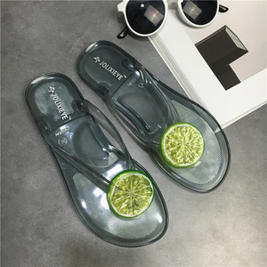 Sandales de plage confortables pour femmes à talon plat, <span class=keywords><strong>chaussures</strong></span> en gelée avec semelle intérieure en PVC antidérapante, tongs à motifs fruités - Product Image 3