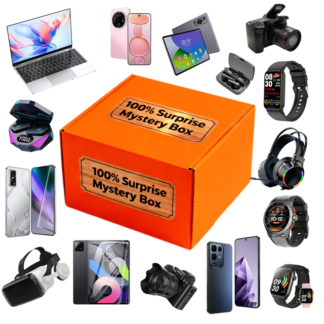 Wholesale 100% Lucky Smart Watches Smartphone Tablet Laptop Surprise Gift Mystery Box Earphone 3c Electronics New Year Gifts