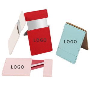 Unbreakable Stainless Steel Pocket <b>Mirror</b> with PU Leather Sleeve Rectangular Credit Card Size Portable Travel Makeup <b>Mirror</b> - Product Image 1