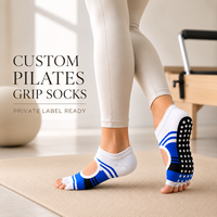 Calcetines de Pilates Antideslizantes con Puntos de Silicona, Punta y Talón Abiertos, Transpirables, con Soporte de Arco para Mujer, Yoga, Barre, Ballet, Logotipo Personalizado