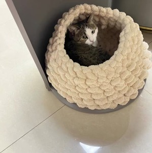 Coussin rond tricoté sur mesure en gros, couleur personnalisée, ultra doux, confortable et chaud pour chats et chiens - Product Image 1
