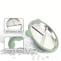 Ensemble de couverts pour enfants en silicone de qualité alimentaire 100% et acier inoxydable 304, bavoir, cuillère, fourchette, bol, assiette avec ventouse pour bébé