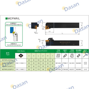 Portaherramientas de torneado externo Dasan MCFNR L con ángulo de corte principal de 91 grados para mecanizado CNC - Product Image 2