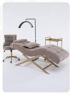 Modern Luxury Pink Gold Beauty Salon Furniture Facial Spa Bed Adjustable <b>Reclining</b> Eyebrow Lash Bed for Sale - Product Image 3