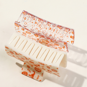 Pinza de Pelo Cuadrada con Estampado de Halloween de 8.5cm, Pinza de Plástico Rectangular para Cola de Caballo, Pinza de Pelo de Alta Calidad con Diseño de Araña y <span class=keywords><strong>Calabaza</strong></span> - Product Image 4