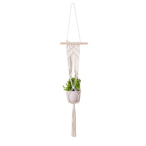 Panier suspendu d'intérieur en <span class=keywords><strong>corde</strong></span> de coton couleur naturelle style moderne <span class=keywords><strong>avec</strong></span> <span class=keywords><strong>pot</strong></span> de fleurs décoratif en fibre végétale - Product Image 4