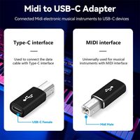 Justlink Midi a convertidor de tipo C hembra a macho adaptador de teléfono móvil portátil batería de Piano electrónico escáner de impresora